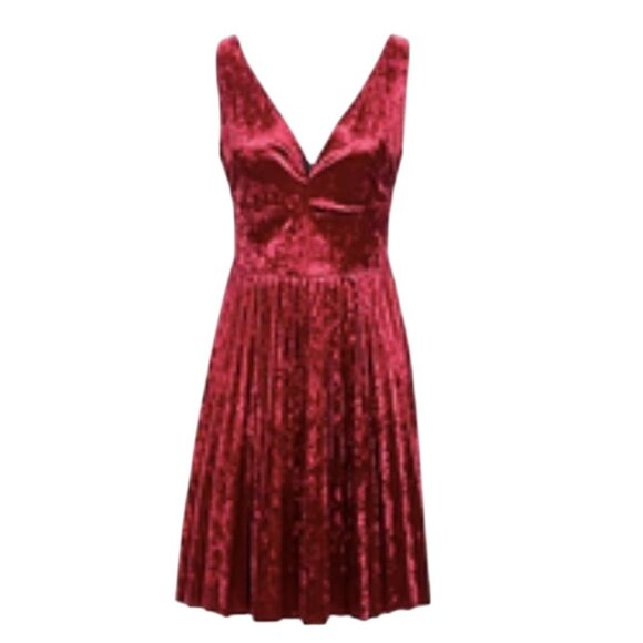 Guess velvet fit and flare sleeveless dress Burgundy S - Picture 1 of 6